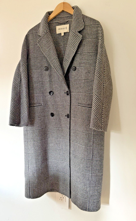 icicle Jackets & Blazers - ICICLE Wool Silk Luxury Houndstooth Black and White Double Faced Coat $1530 Sz 4